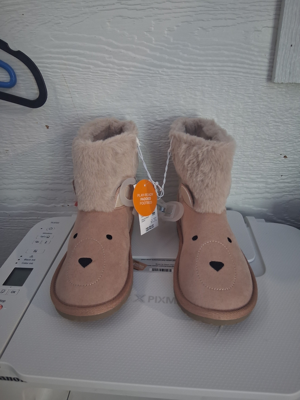Gymboree Pink Bear Face Faux-Fur Winter Boots